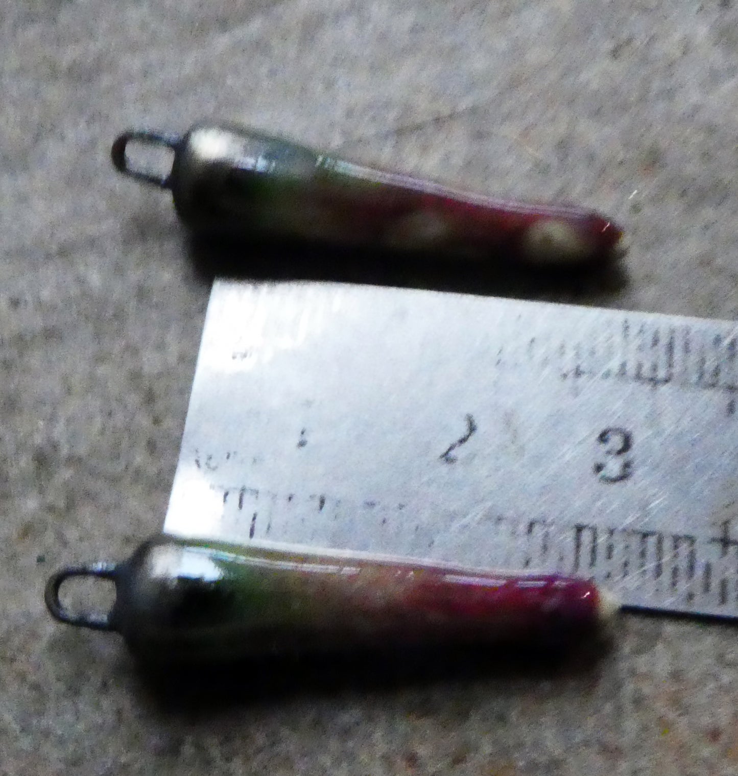 Ceramic Spikes Earring Charms -Mottled Burgundy