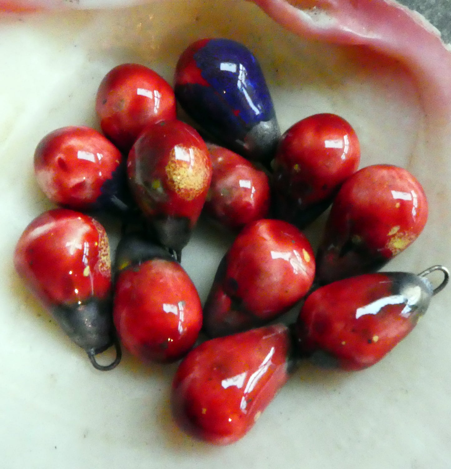 Ceramic Bronzy Drop Earring Charms -Tropical Fire