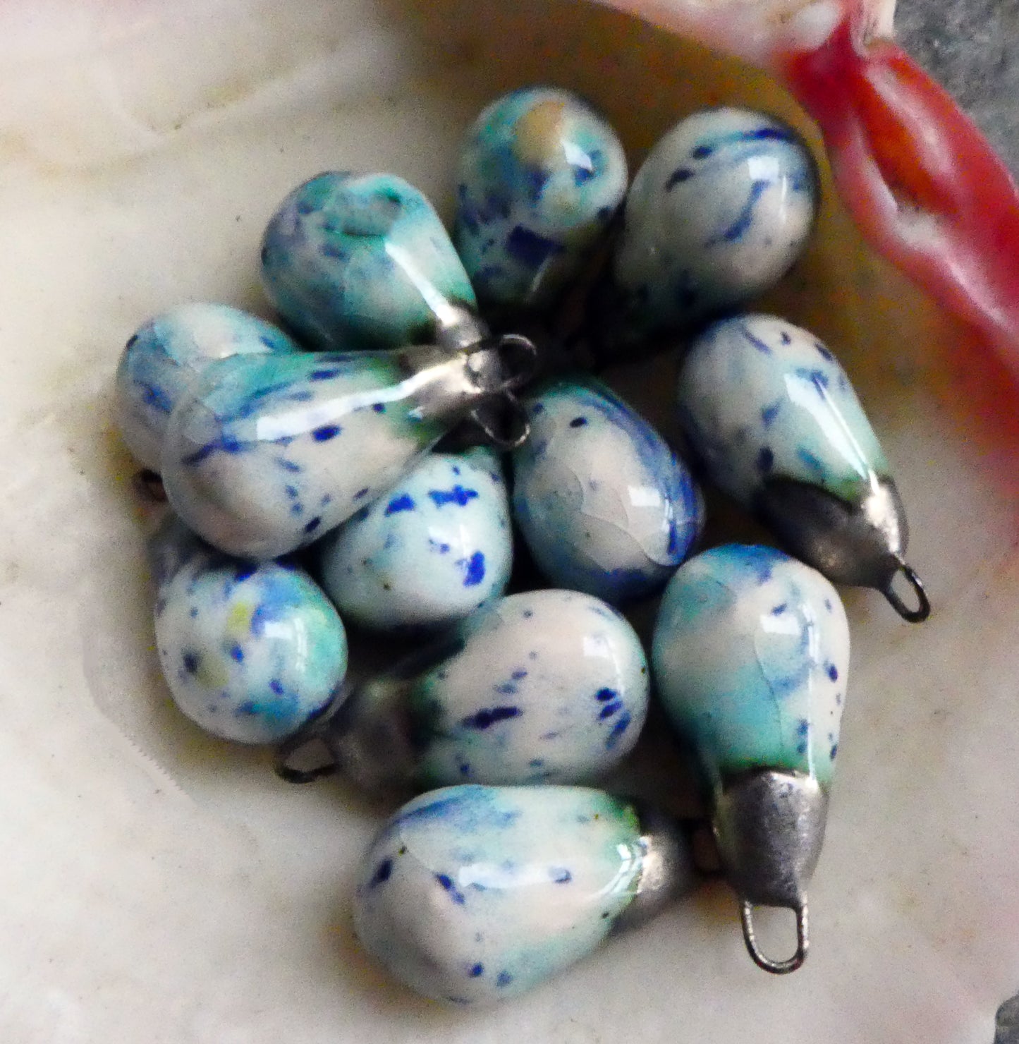 Ceramic Bronzy Drop Earring Charms -Northern Lights