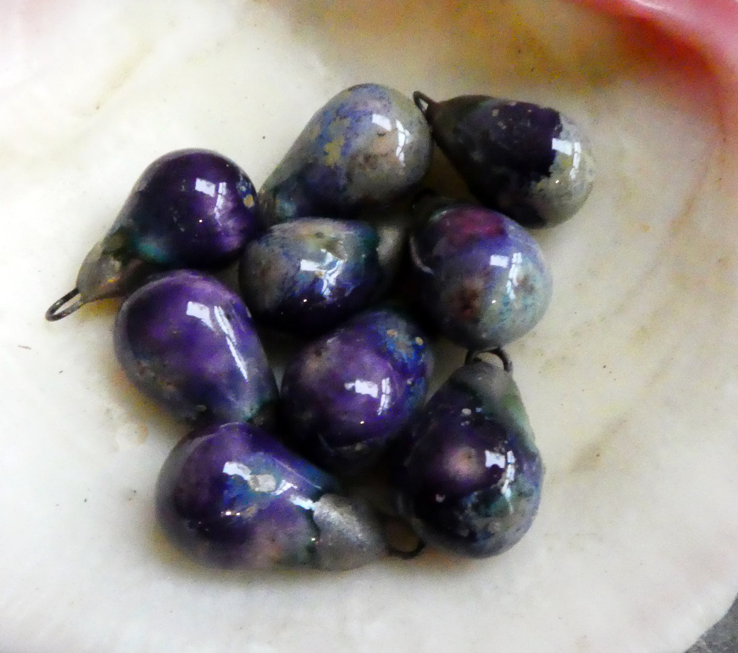 Ceramic Bronzy Drop Earring Charms -Cosmic Grape