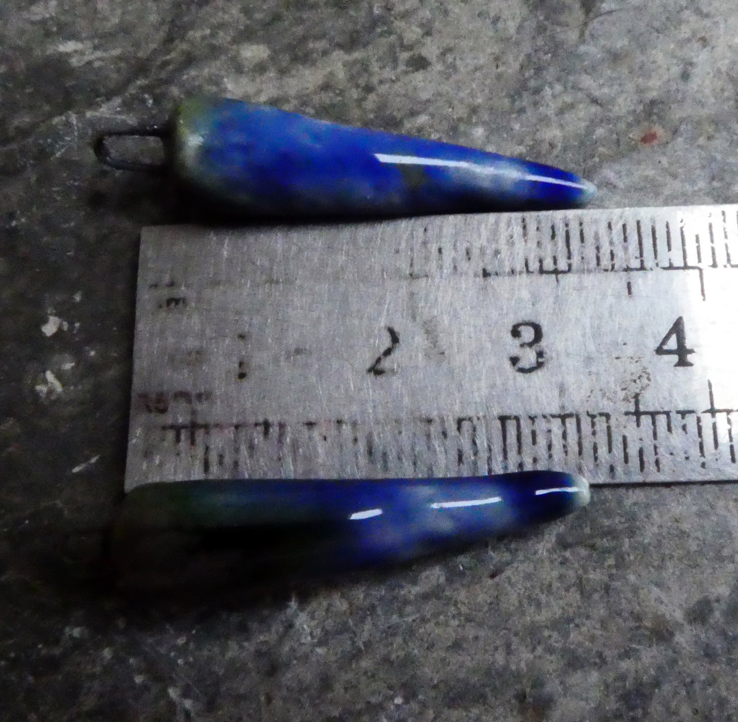 Ceramic Bronzy Spike Earring Charms -Exotic Blue