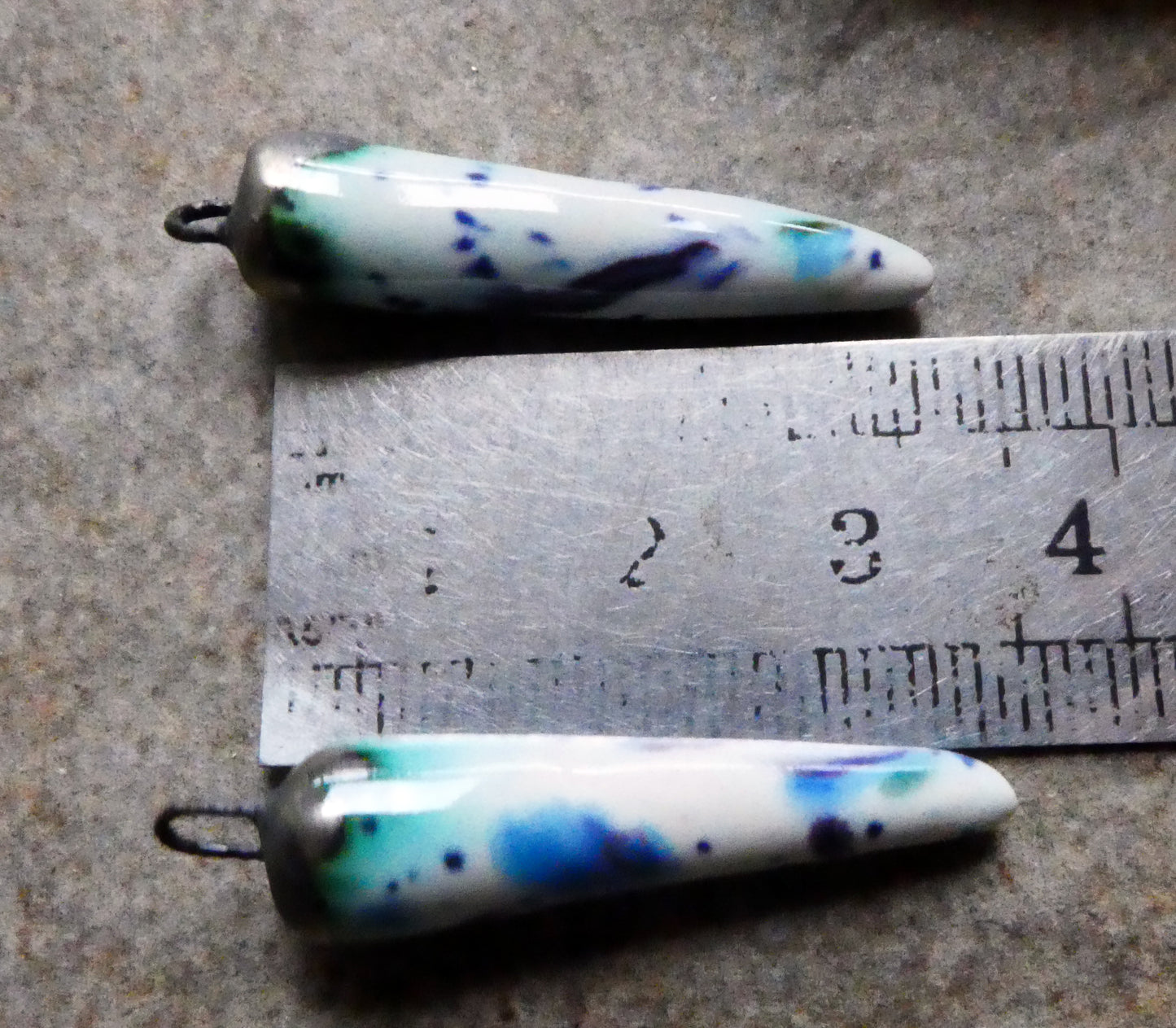 Ceramic Bronzy Spikes Earring Charms - Wispy Blue