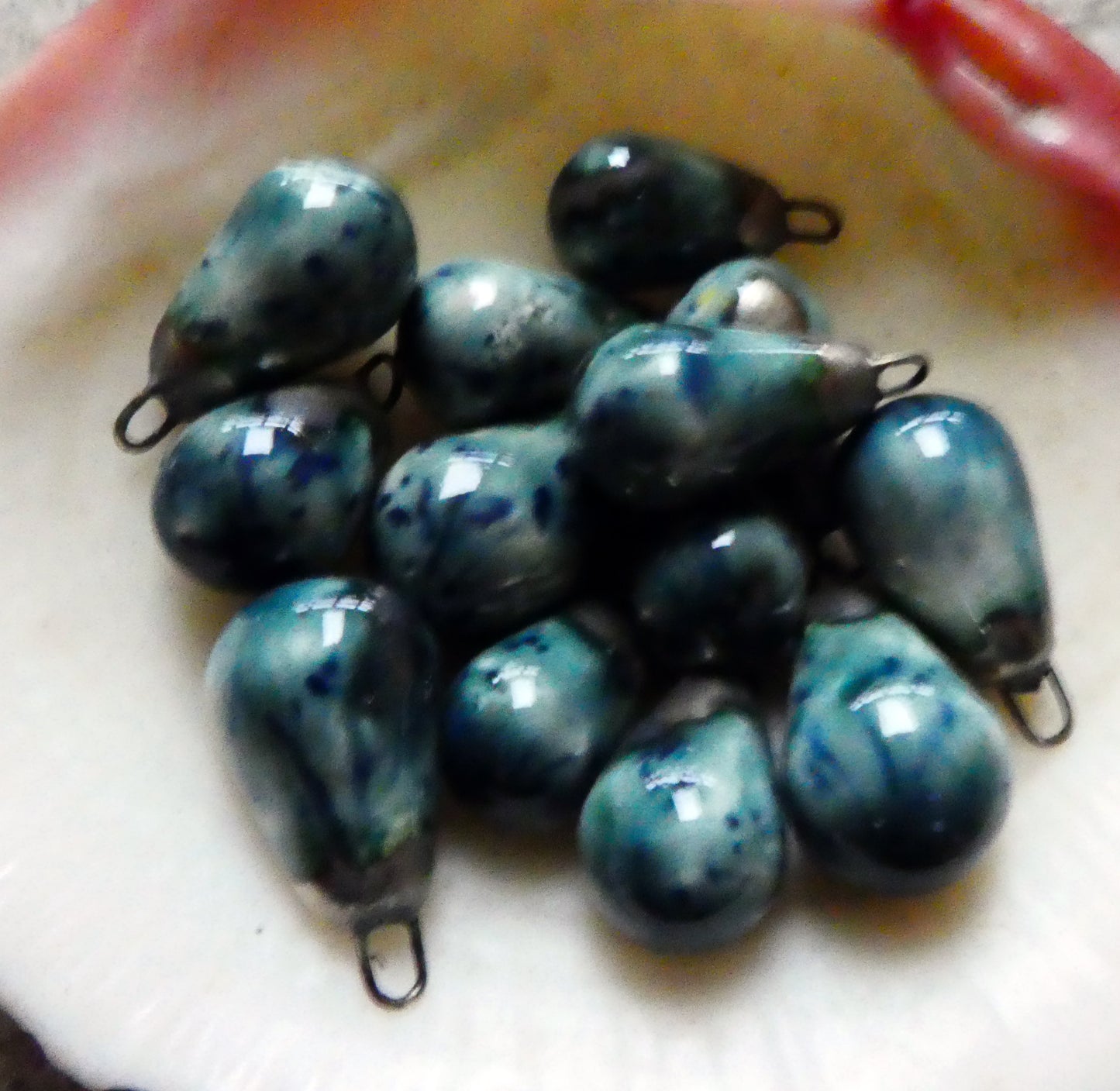 Ceramic Bronzy Drops Earring Charms - Sea Urchin
