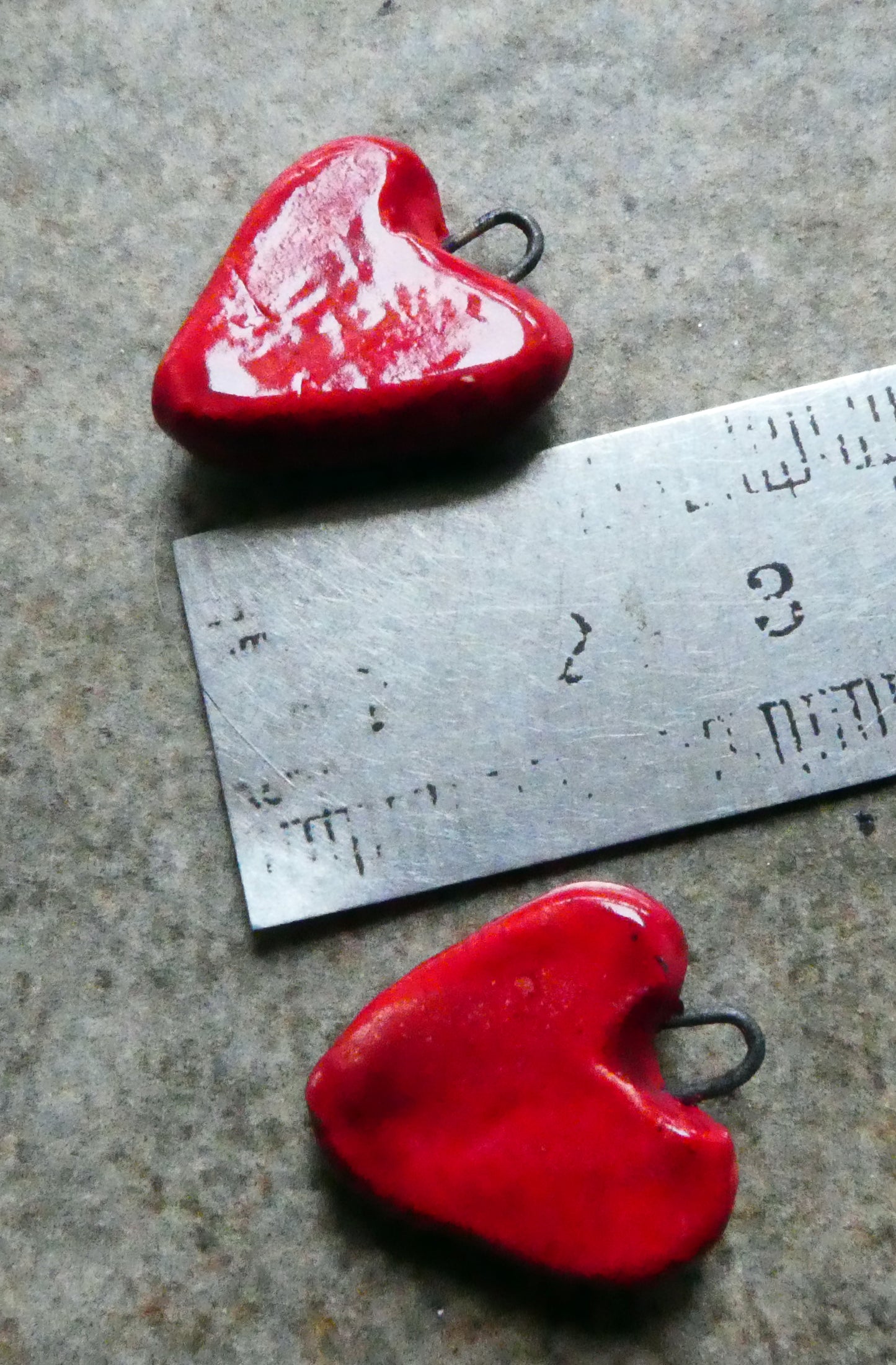 Ceramic Stapled Hearts Earring Charms