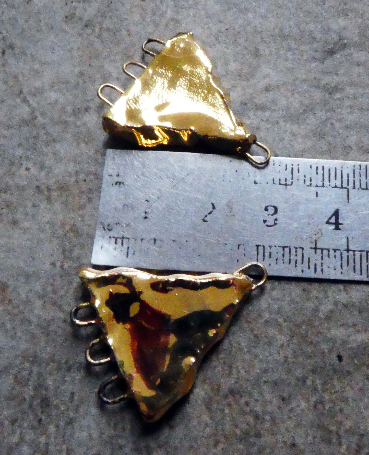 Ceramic Textured Triangle Earring Connectors -Gold Lustre