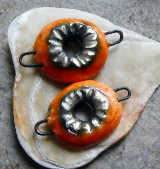 Ceramic  Disc Earring Connectors - Wildfire