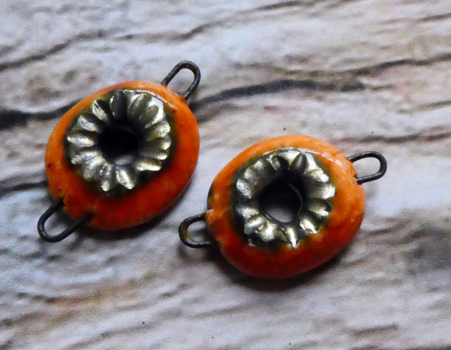 Ceramic  Disc Earring Connectors - Wildfire