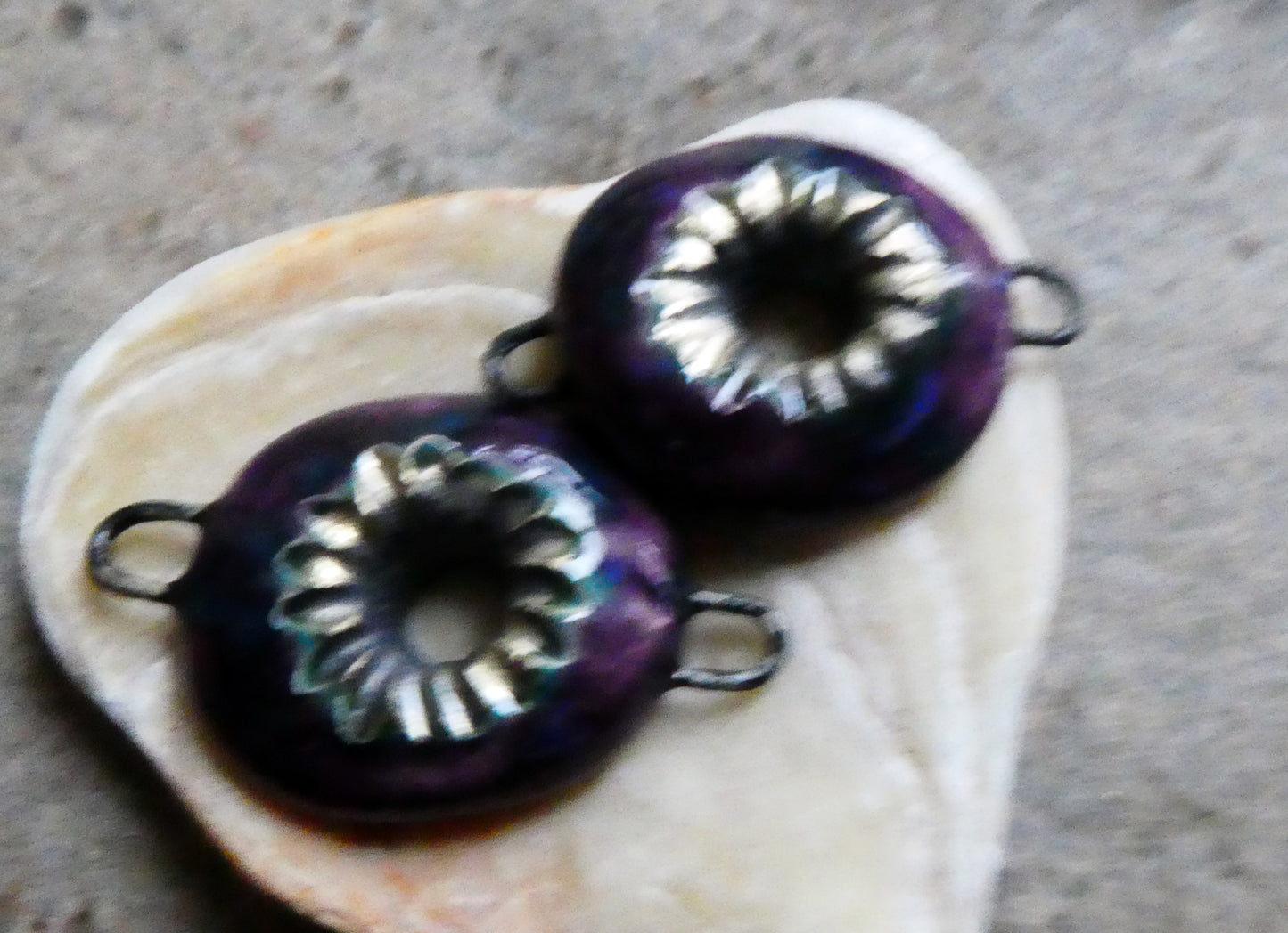 Ceramic  Disc Earring Connectors -La Fiesta