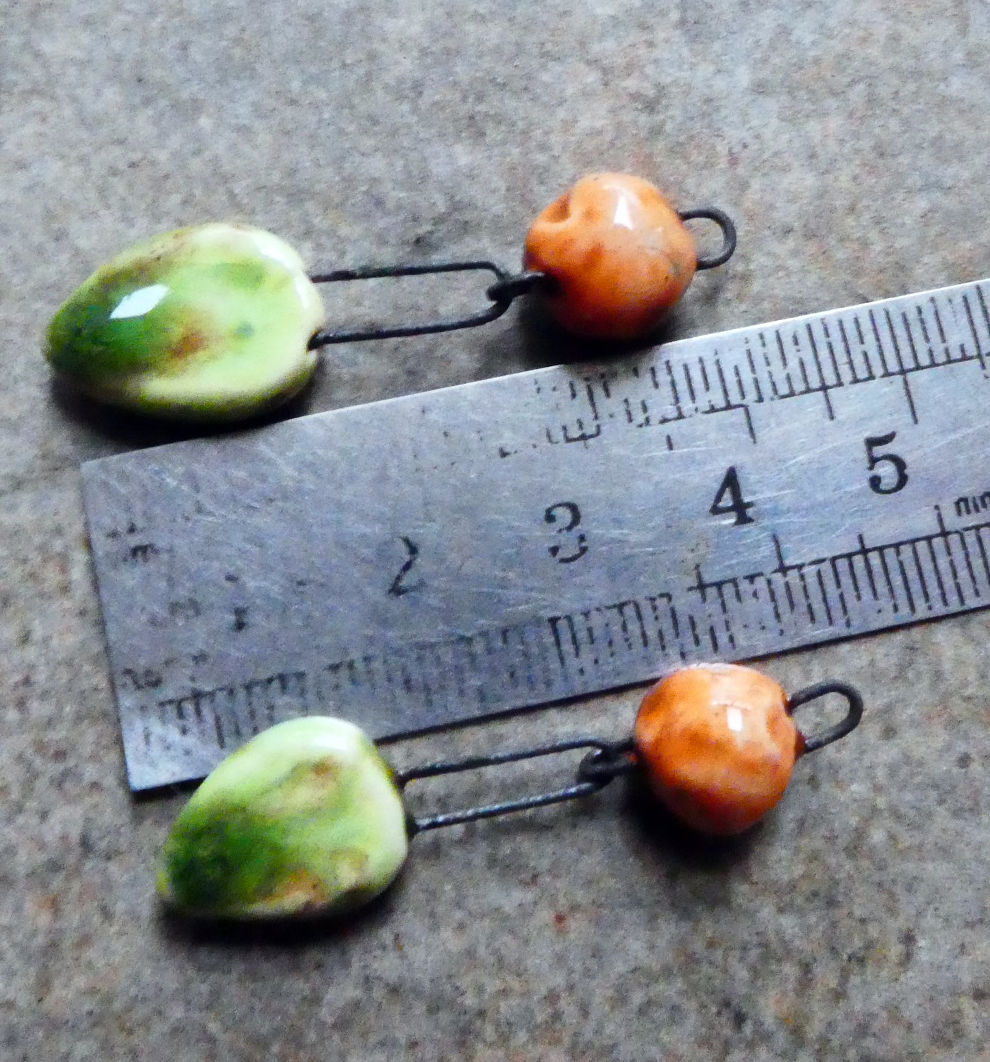 Ceramic Leaf and Berry Dangles- Pistachio