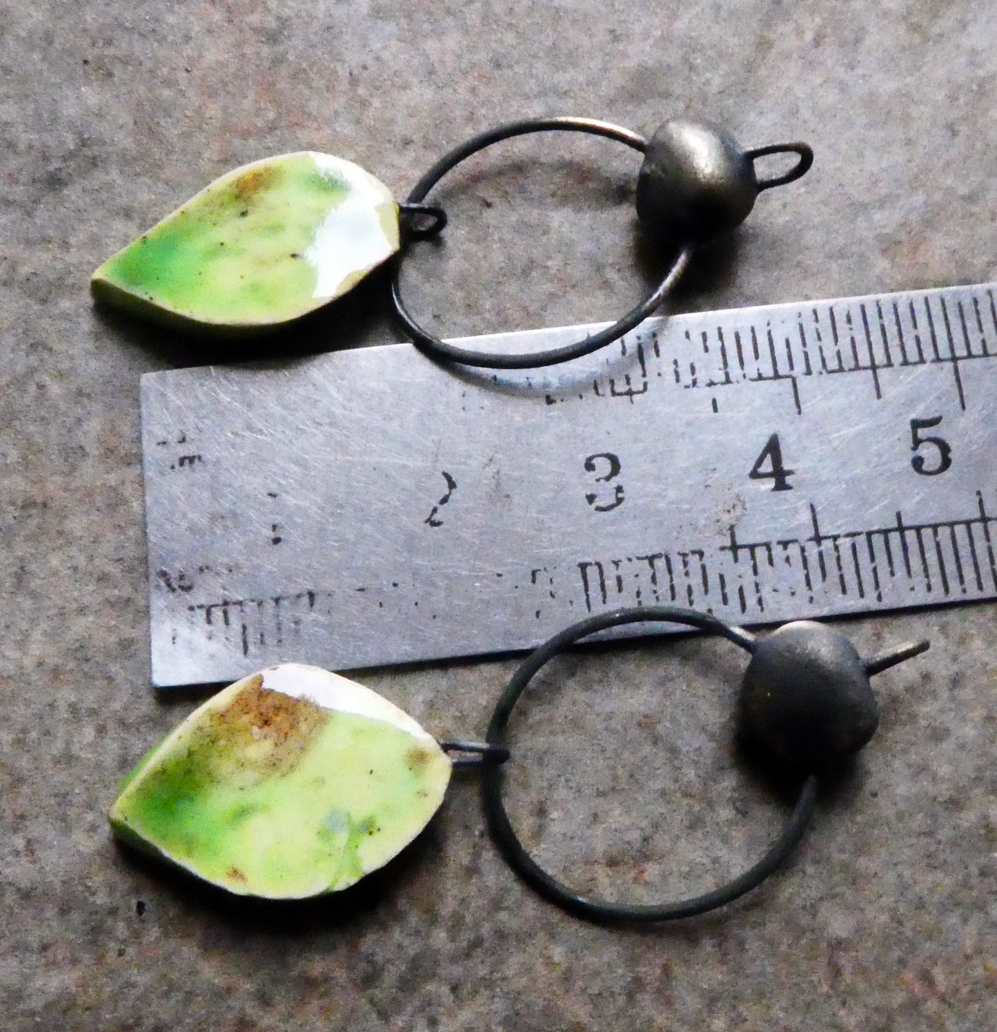 Ceramic Hoopy Leaf and Bobble Dangles- Pistachio