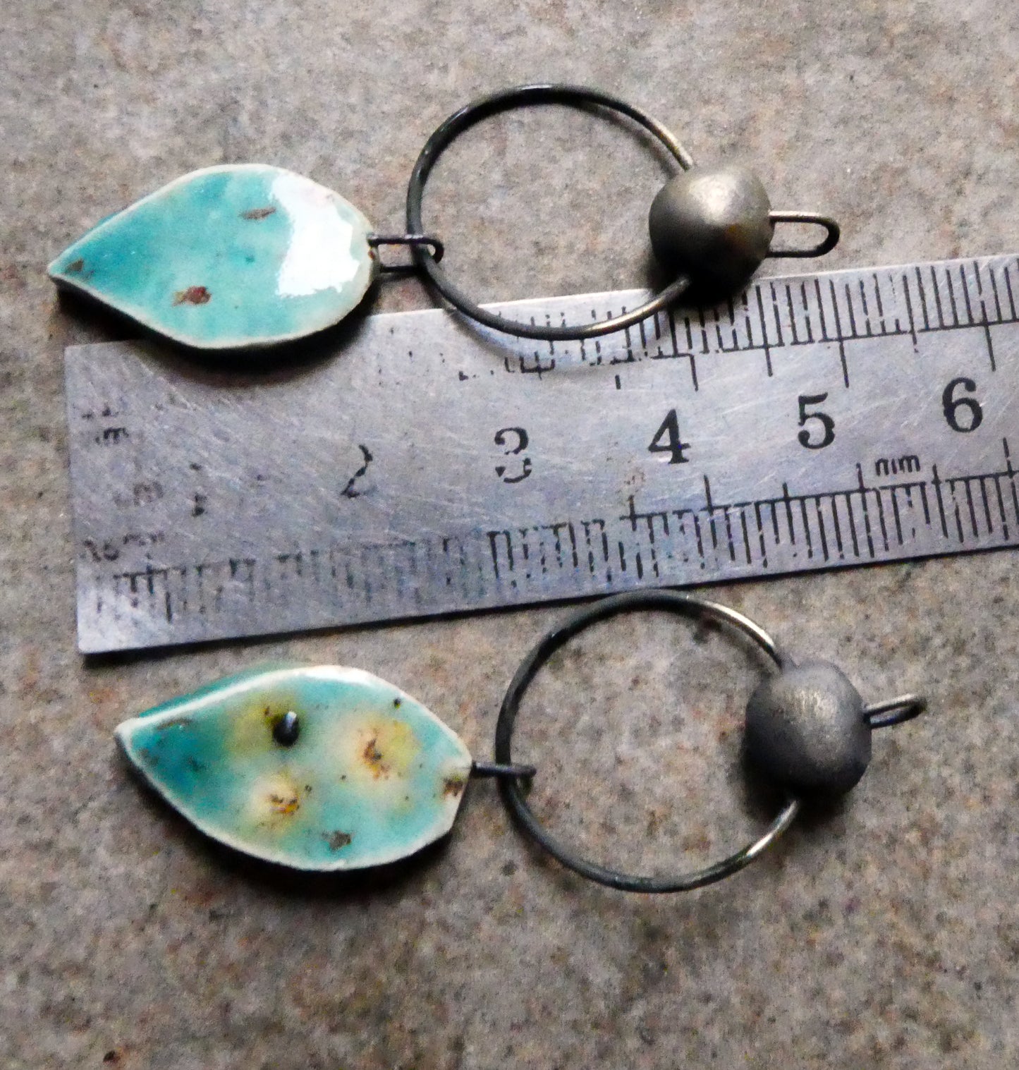 Ceramic Hoopy Leaf and Bobble Dangles- Lotus Blossom