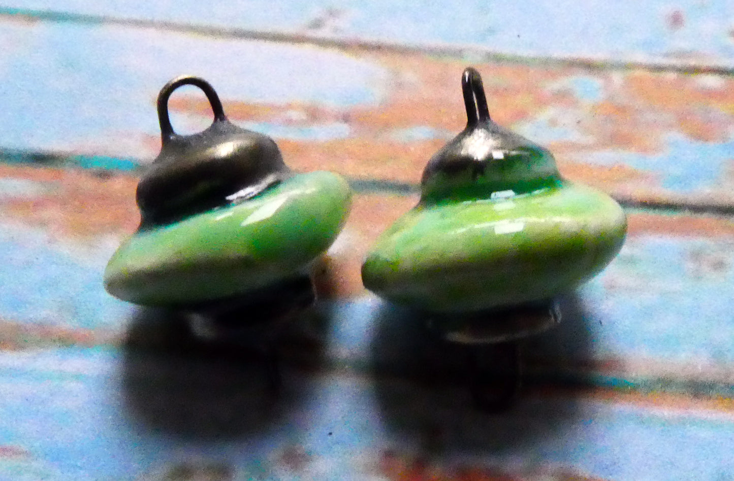 Ceramic Bobble and Disc Connectors - Lime