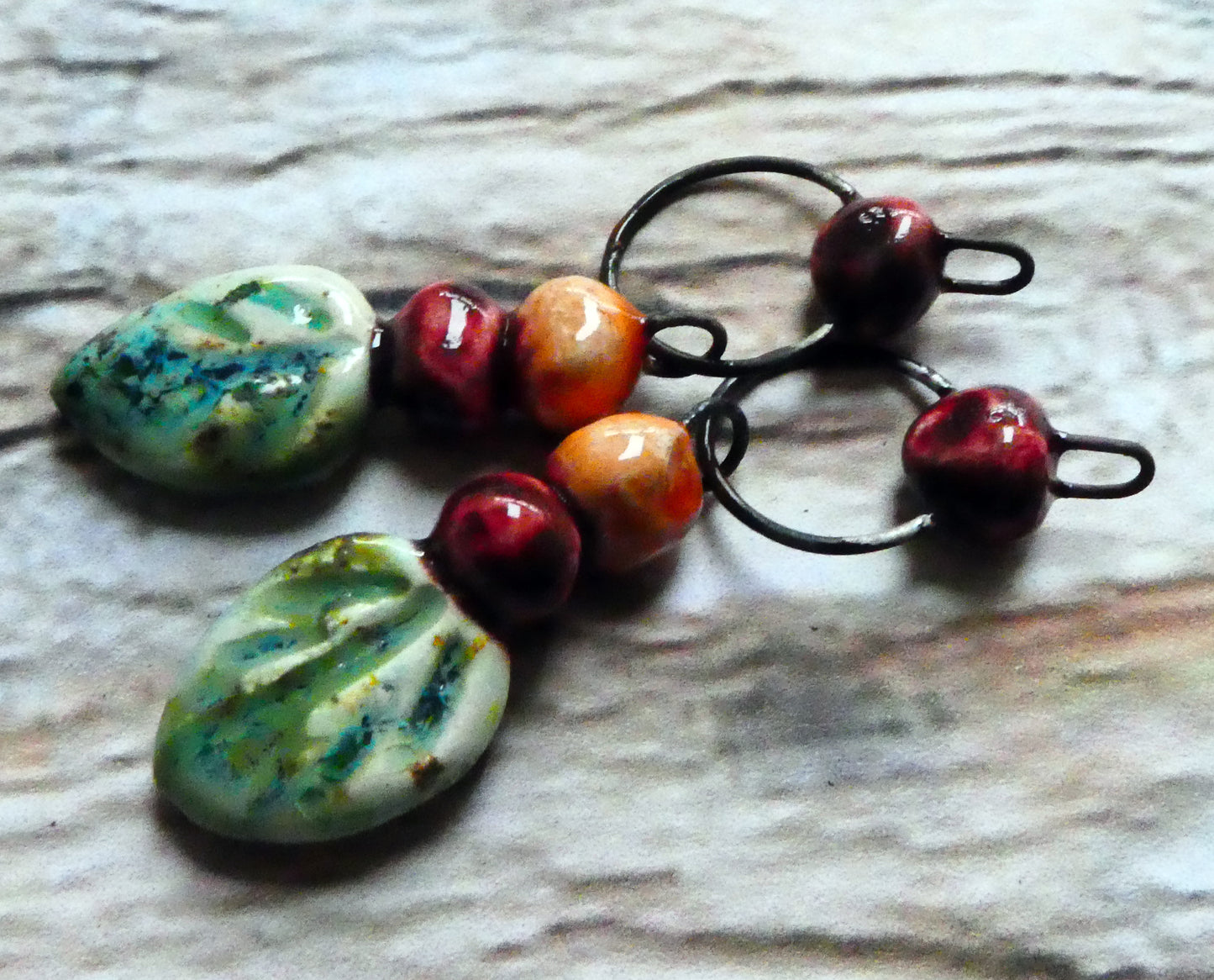 Ceramic Berries and Leaf Dangles - Herb Garden