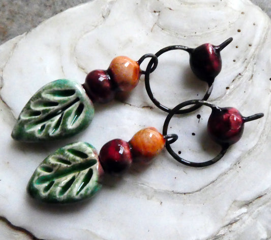 Ceramic Berries and Leaf Dangles - Algae Bloom