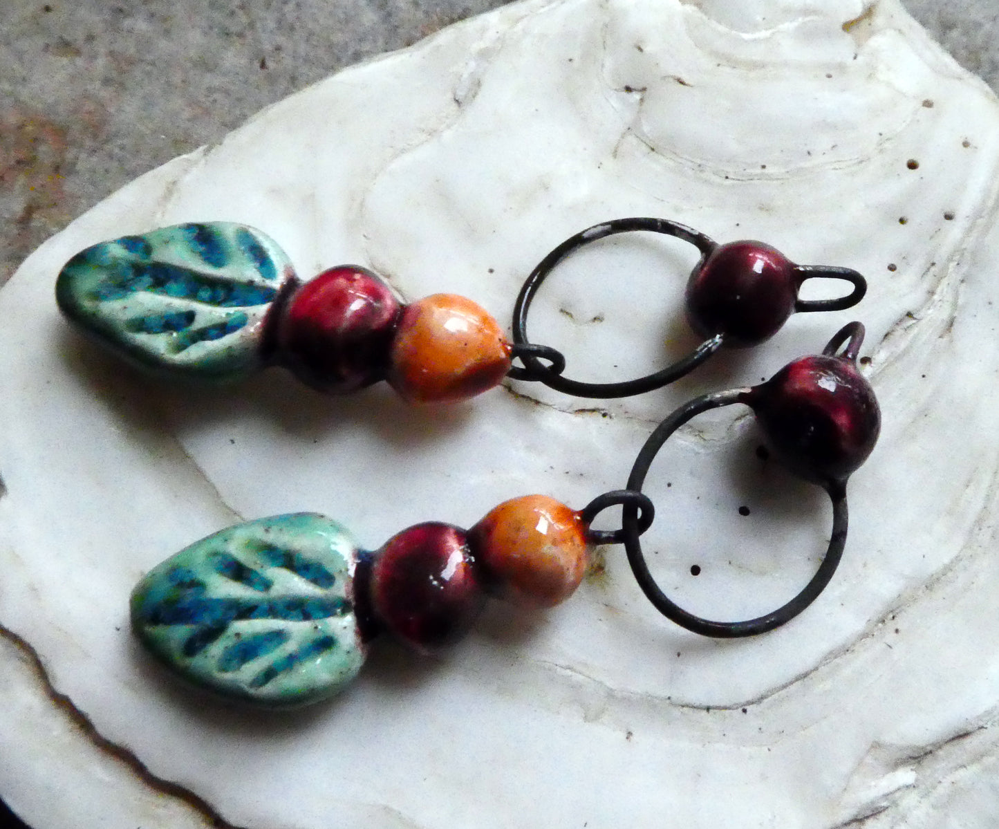 Ceramic Berries and Leaf Dangles - Rockpool