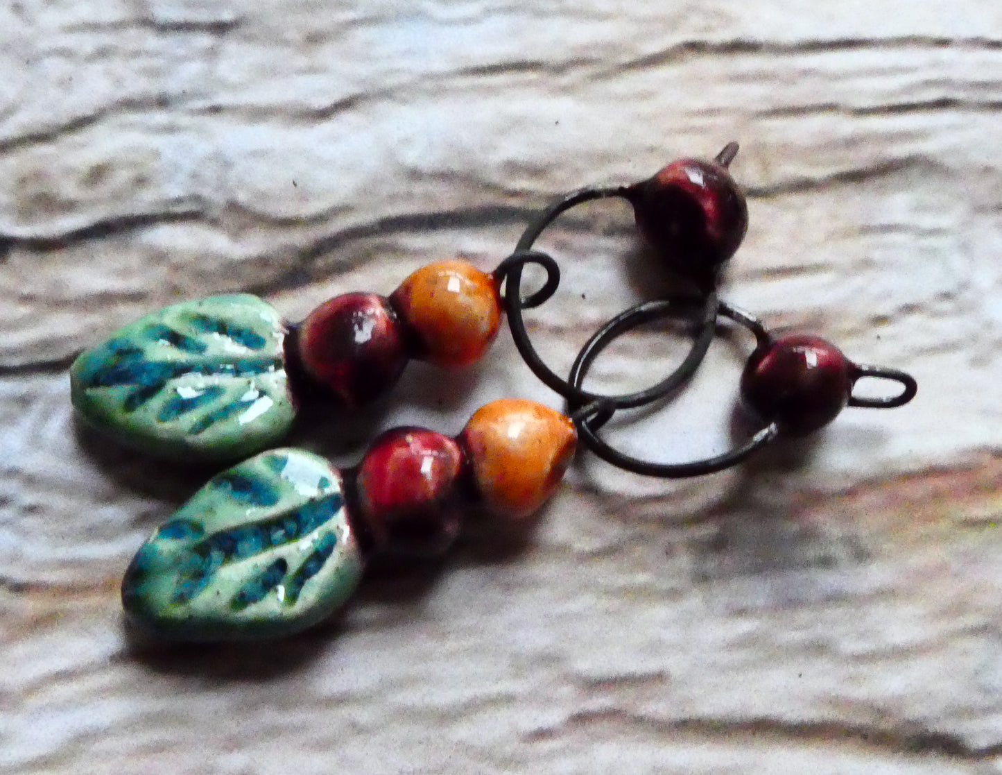 Ceramic Berries and Leaf Dangles - Rockpool