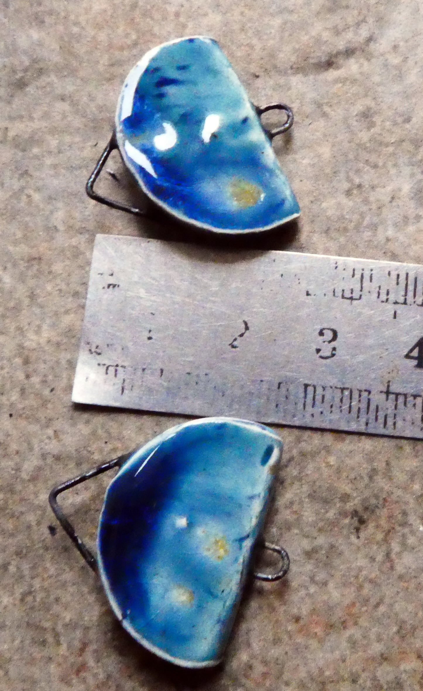 Ceramic Folded Earring Connectors -Monsoon Seas