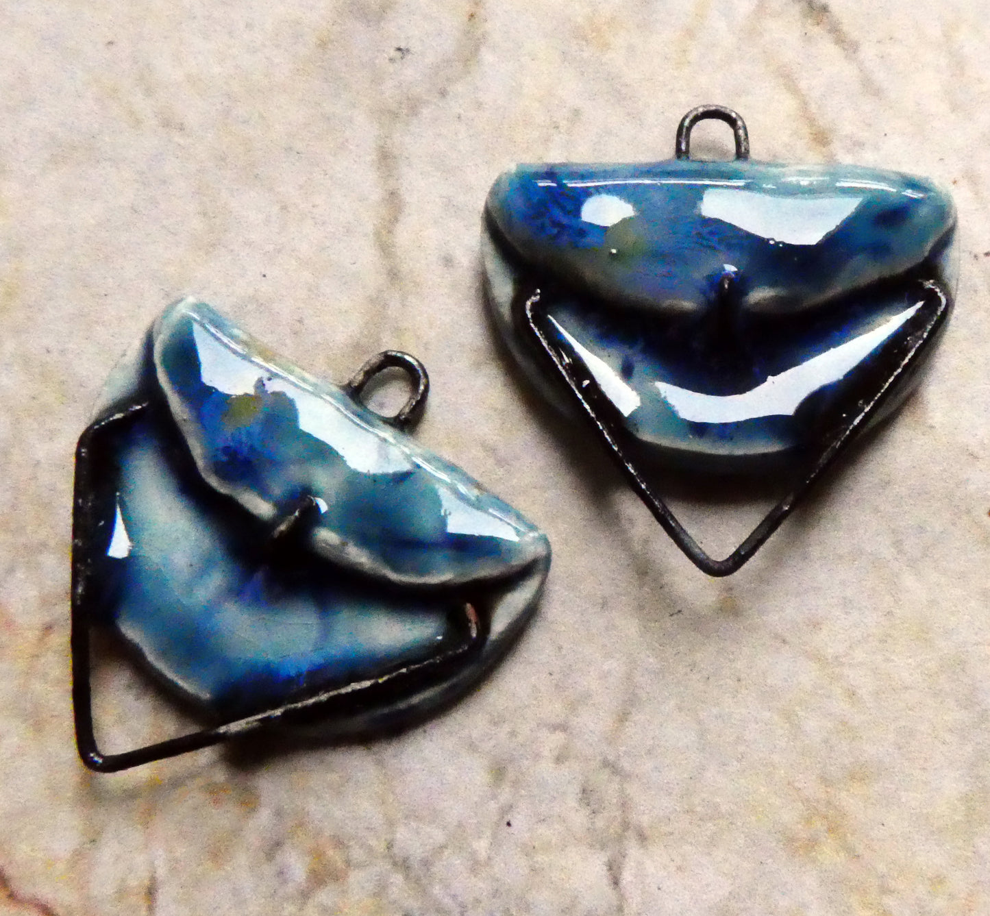 Ceramic Folded Earring Connectors -Monsoon Seas