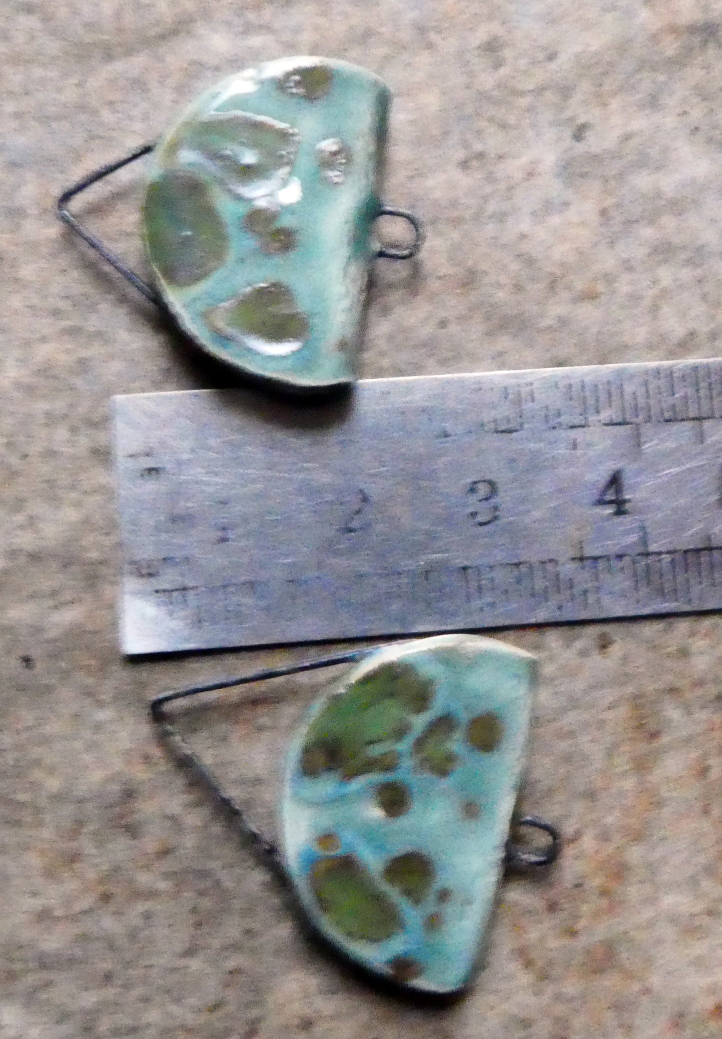 Ceramic Folded Earring Connectors -Mystic Jade