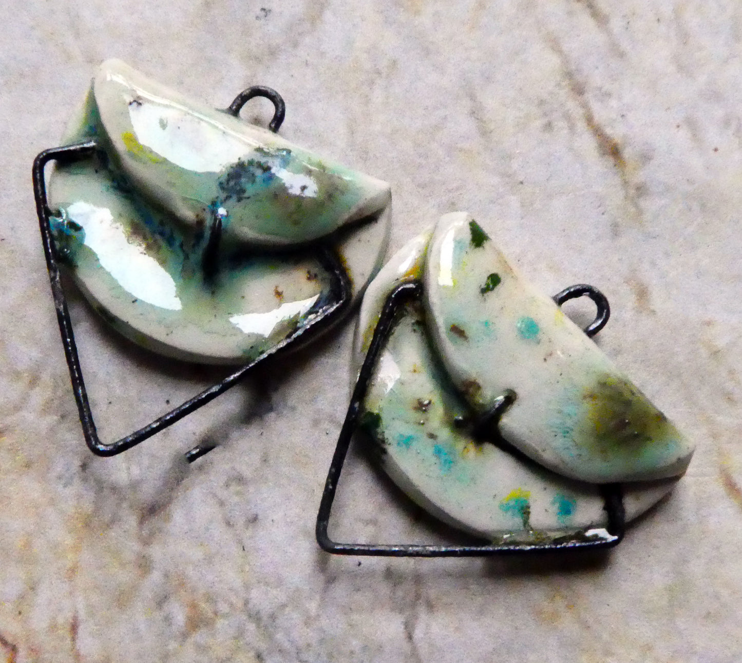 Ceramic Folded Earring Connectors -Herb Garden