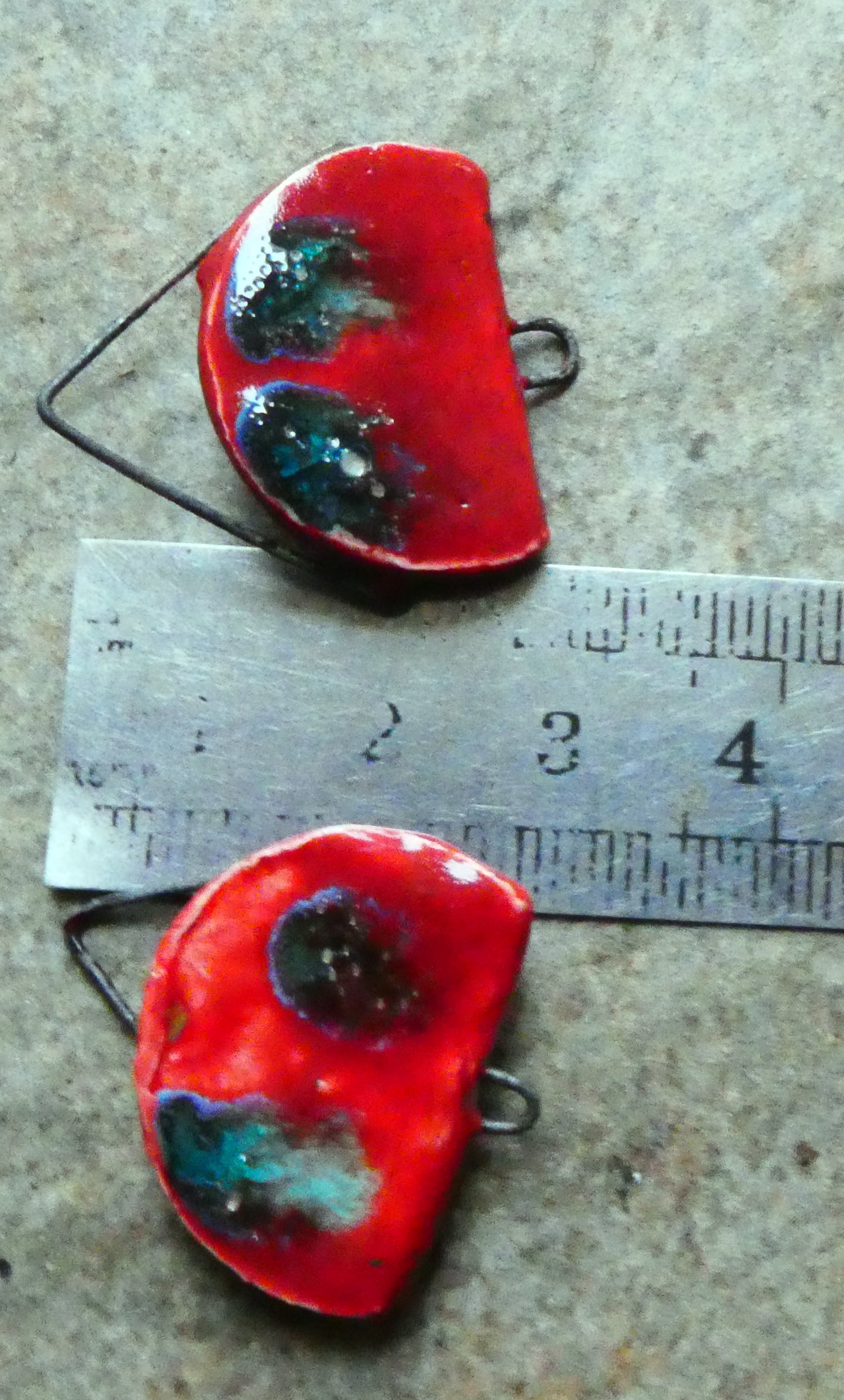 Ceramic Folded Earring Connectors -Ladybird