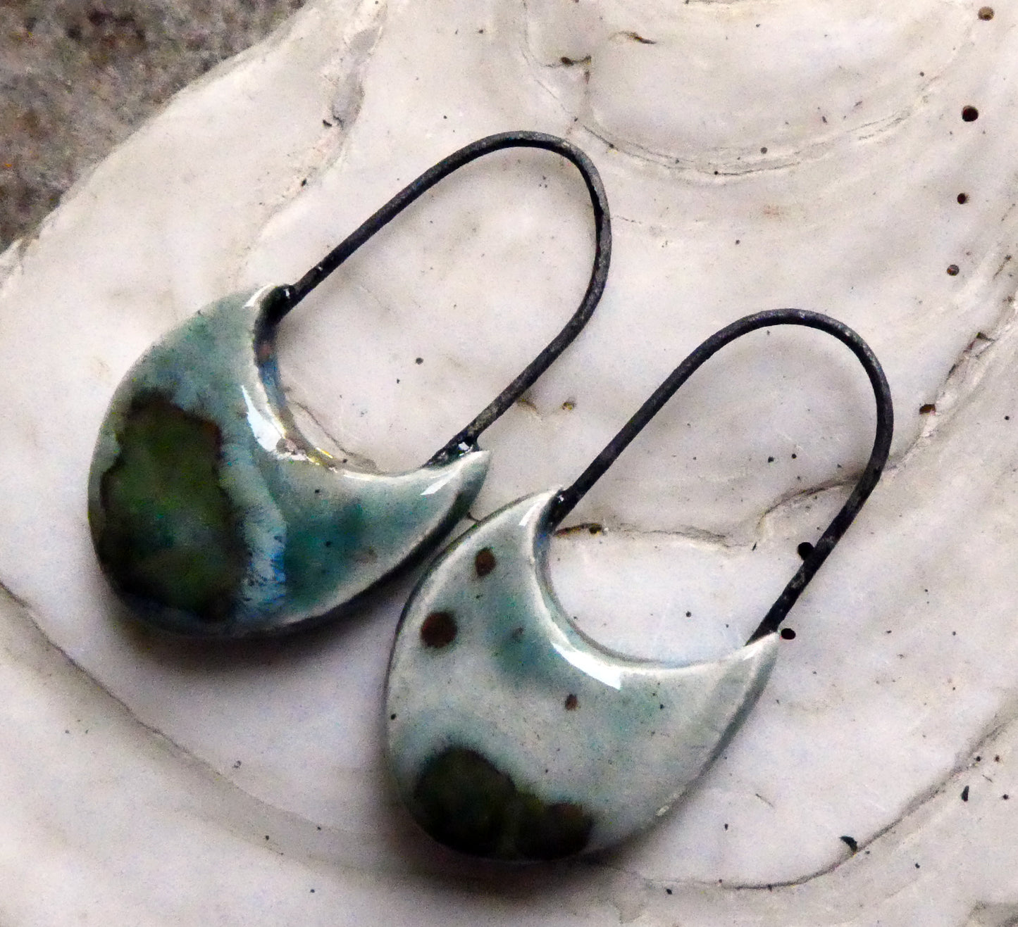 Ceramic Swoopy Hoopy Earring Charms -Mystic Jade