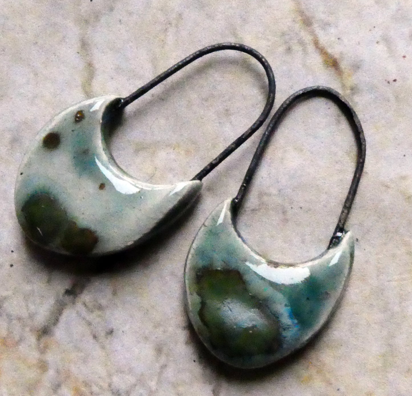 Ceramic Swoopy Hoopy Earring Charms -Mystic Jade