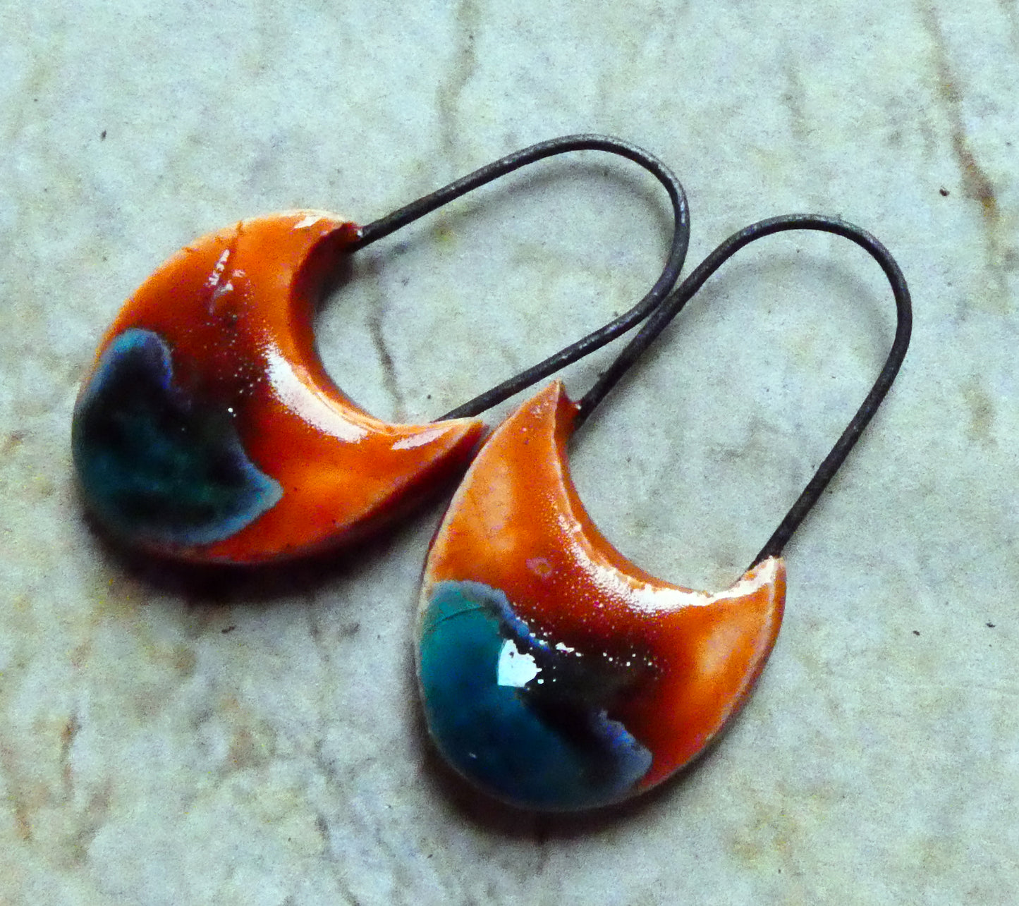 Ceramic Swoopy Hoopy Earring Charms - Vermillion Sunburst