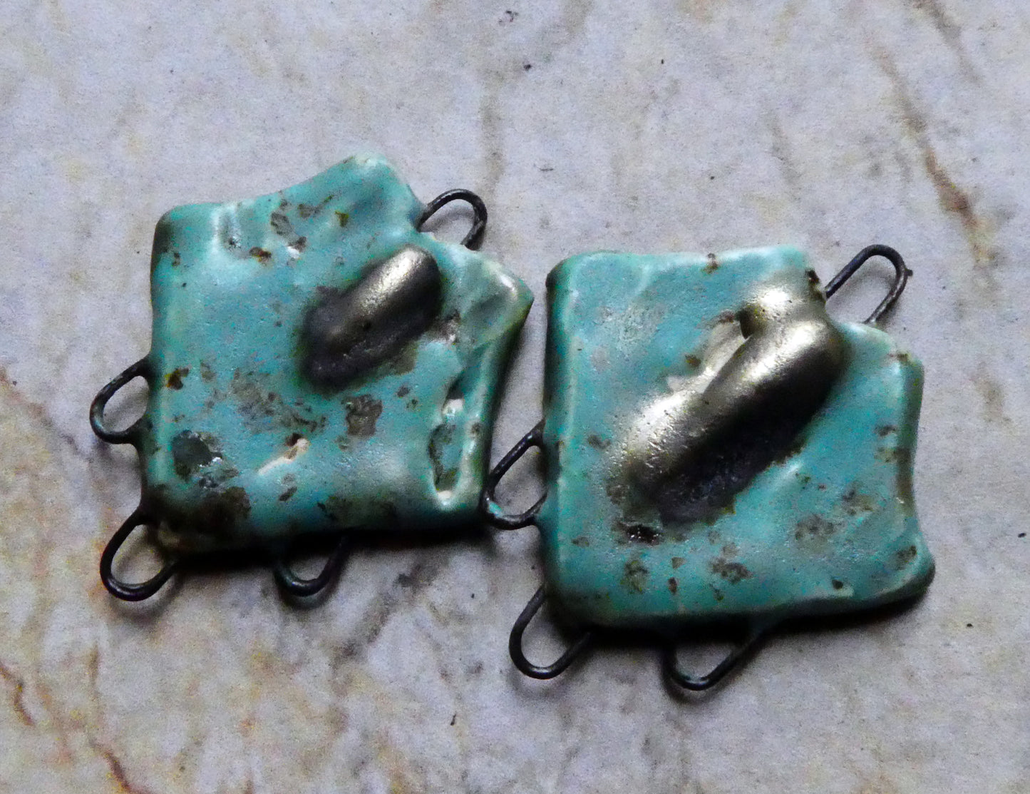 Ceramic Decorative Earring Connectors - Turquoise Sprinkle