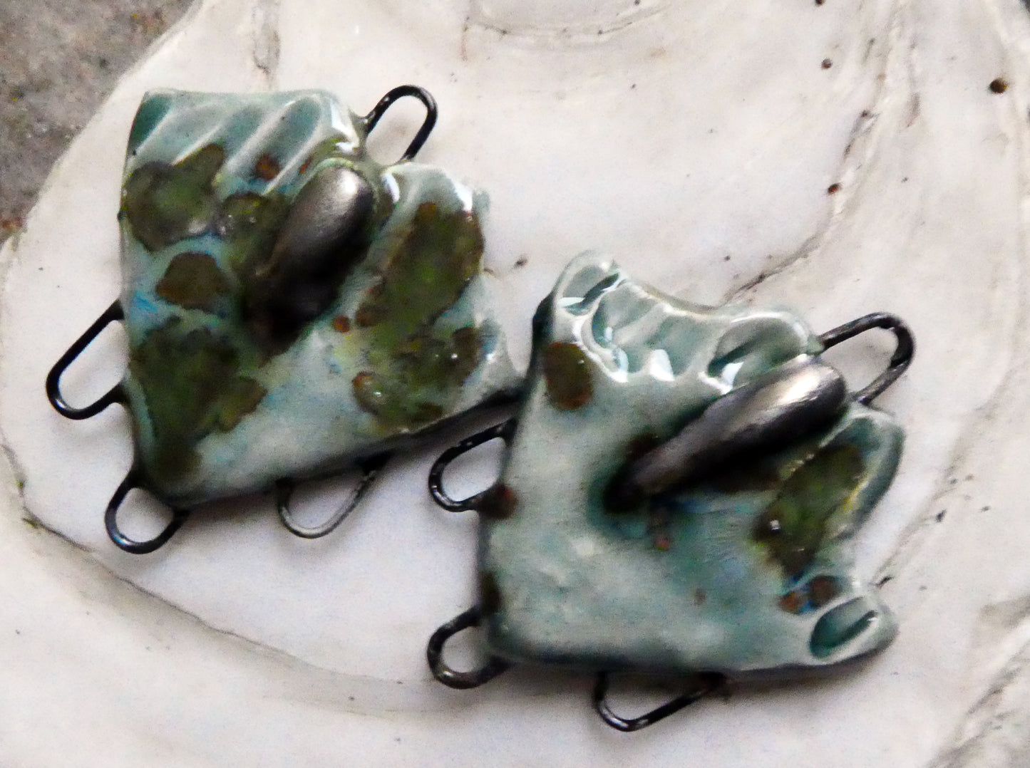 Ceramic Decorative Earring Connectors - Mystic Jade