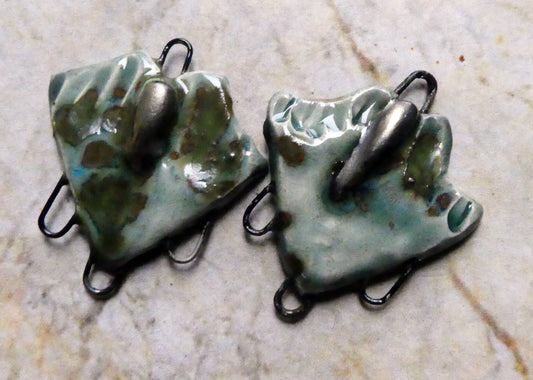 Ceramic Decorative Earring Connectors - Mystic Jade