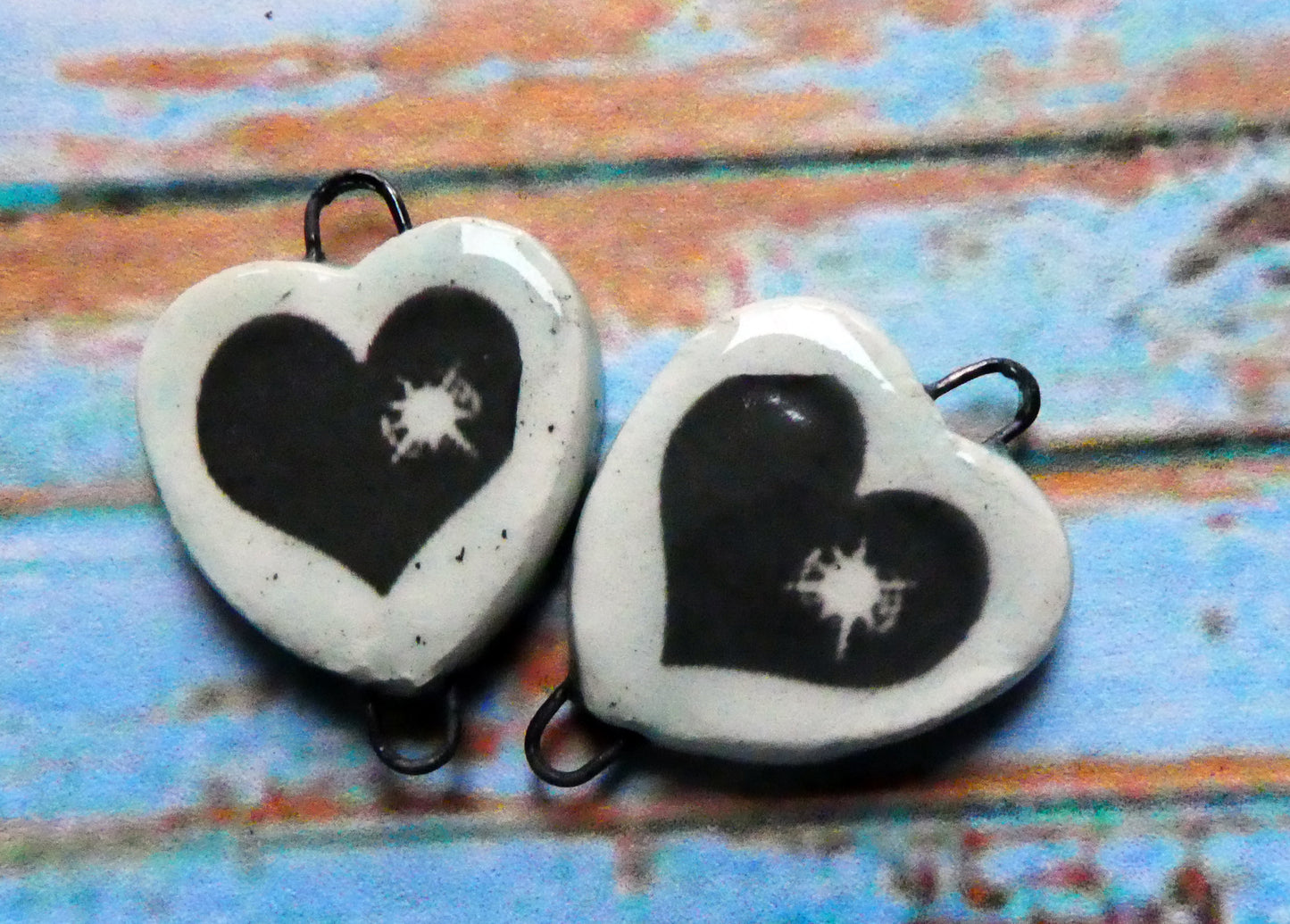 Ceramic Anti-Valentine Earring Connectors #2