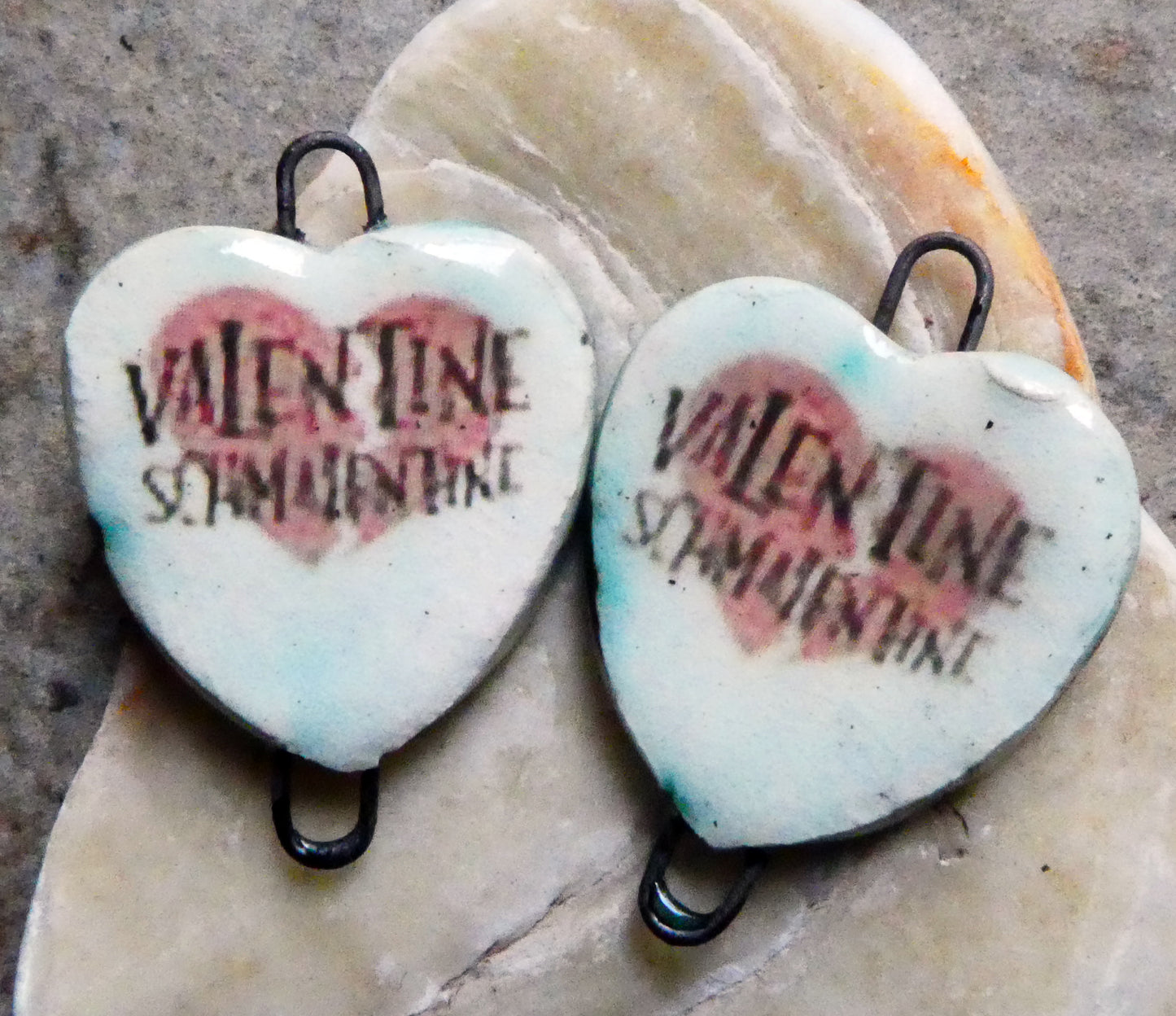 Ceramic Anti-Valentine Earring Connectors #5