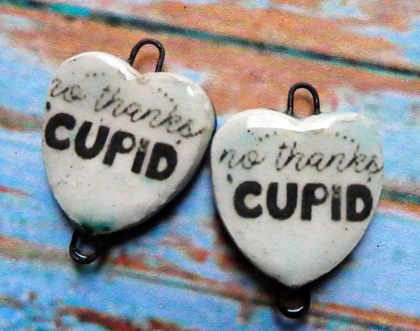 Ceramic Anti-Valentine Earring Connectors #6