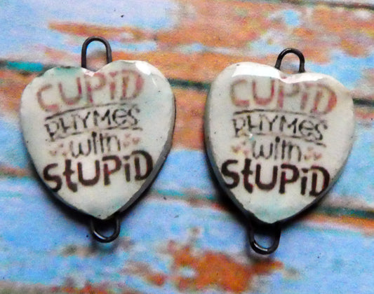 Ceramic Anti-Valentine Earring Connectors #9