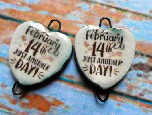 Ceramic Anti-Valentine Earring Connectors #10