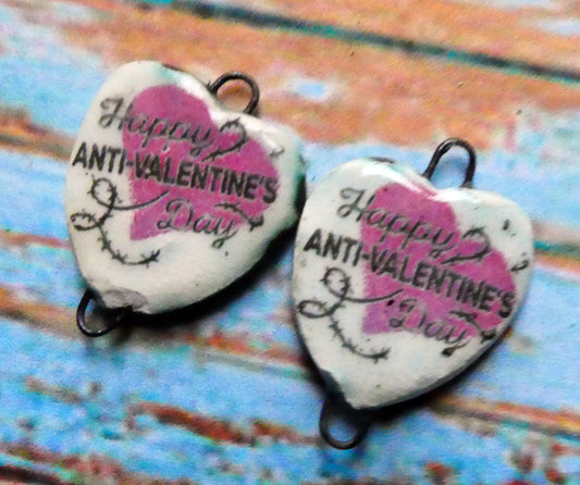 Ceramic Anti-Valentine Earring Connectors #11