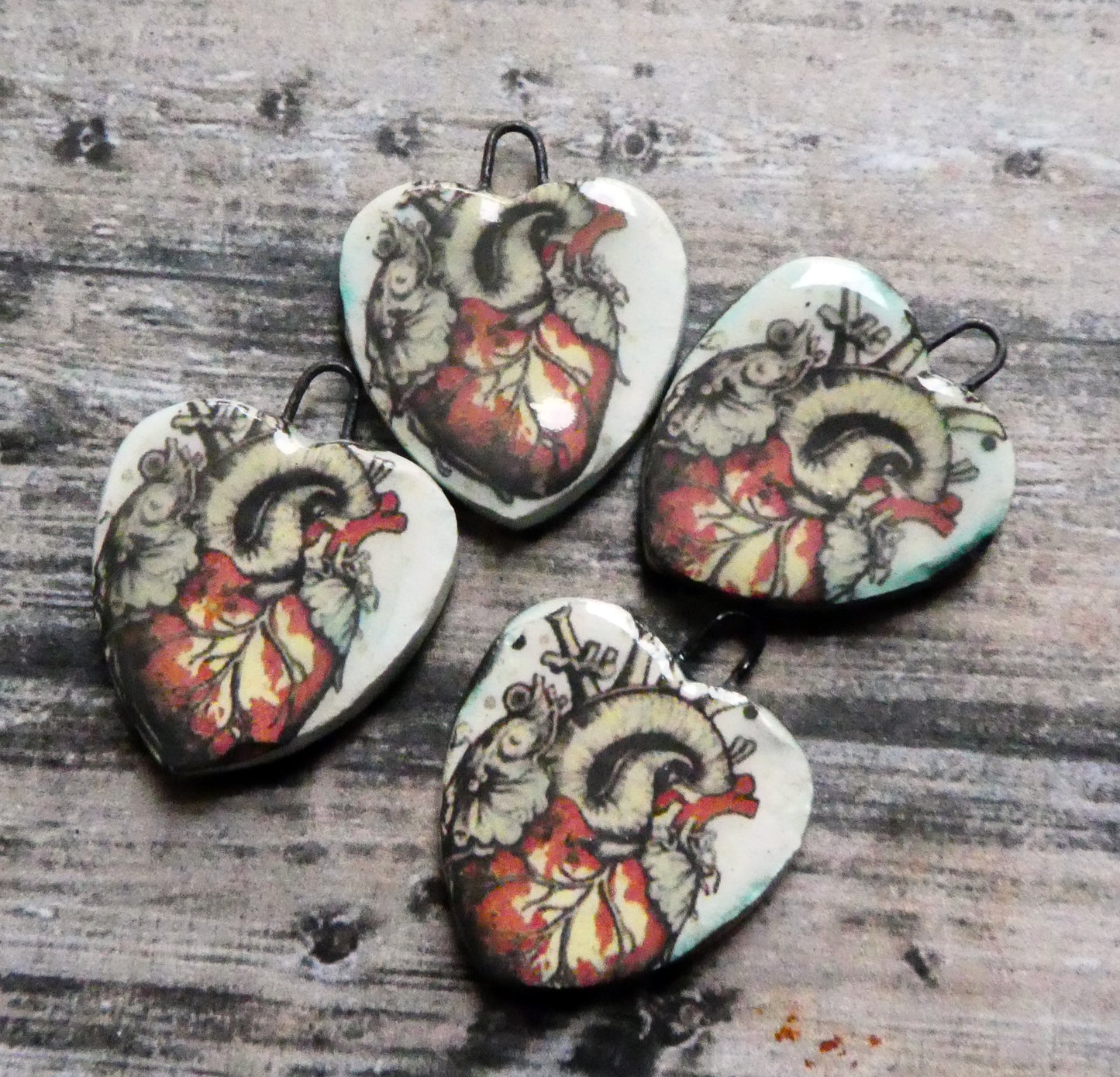 Ceramic Anatomical Heart Earring Charms