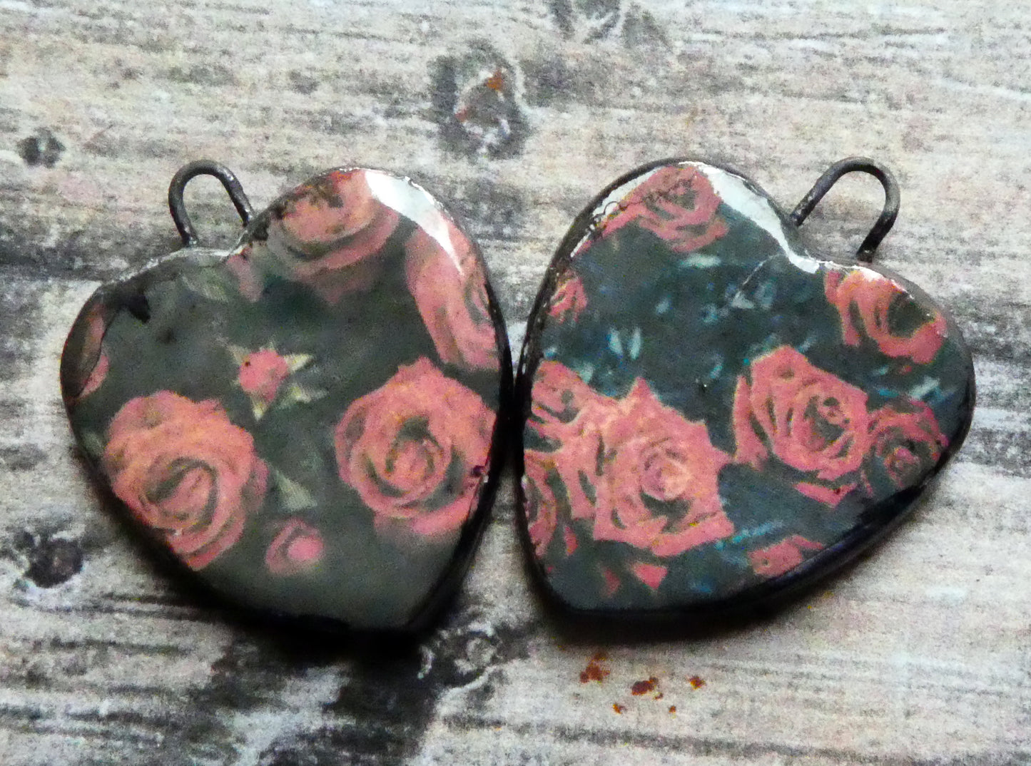 Ceramic Rosy Heart Earring Charms #5