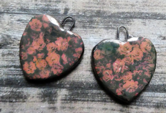 Ceramic Rosy Heart Earring Charms #6