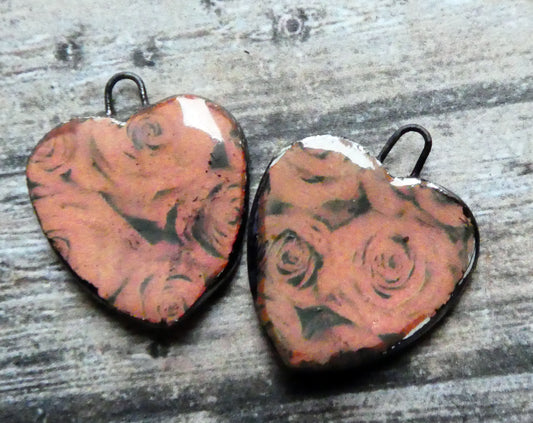 Ceramic Rosy Heart Earring Charms #7