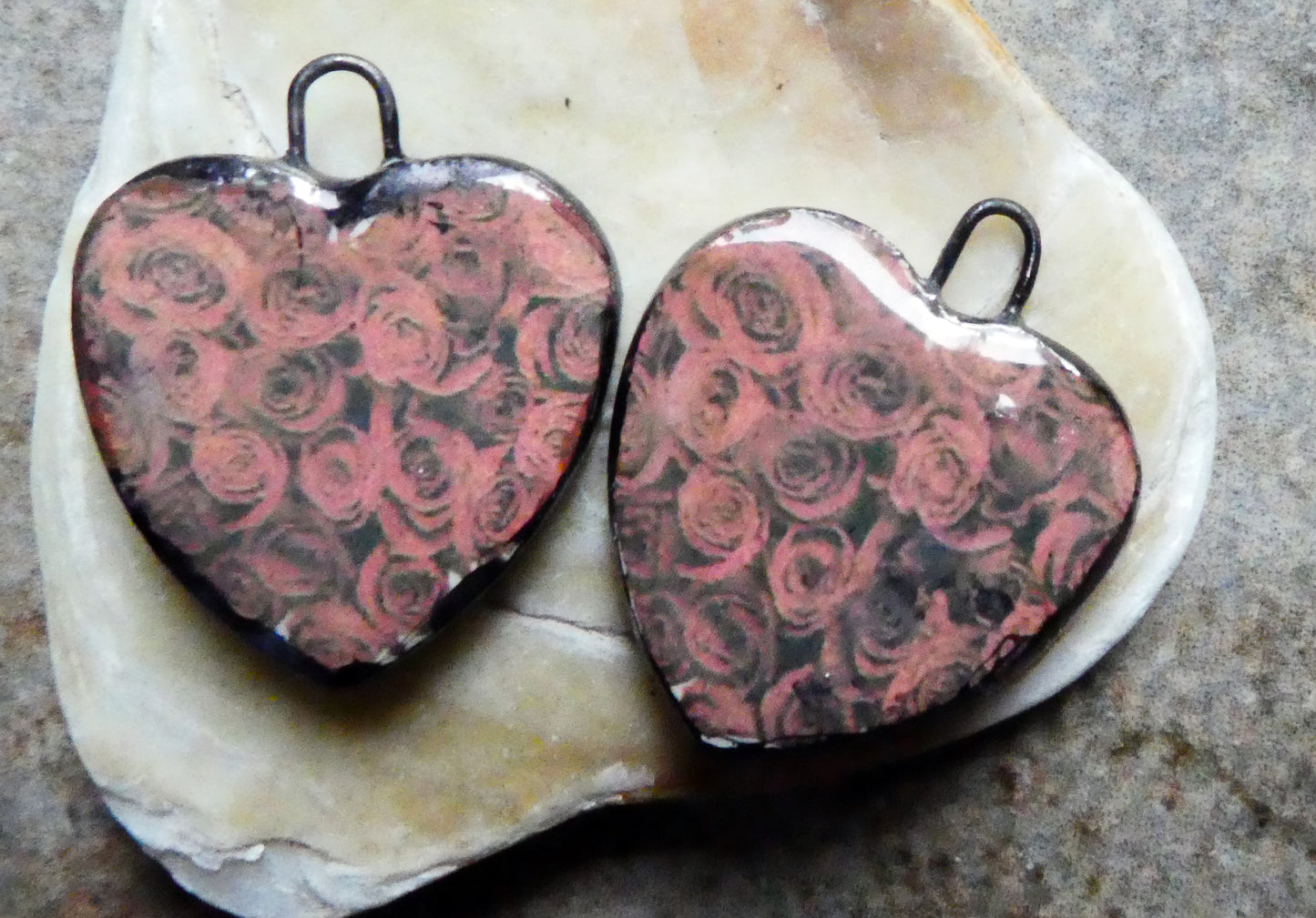 Ceramic Rosy Heart Earring Charms #8