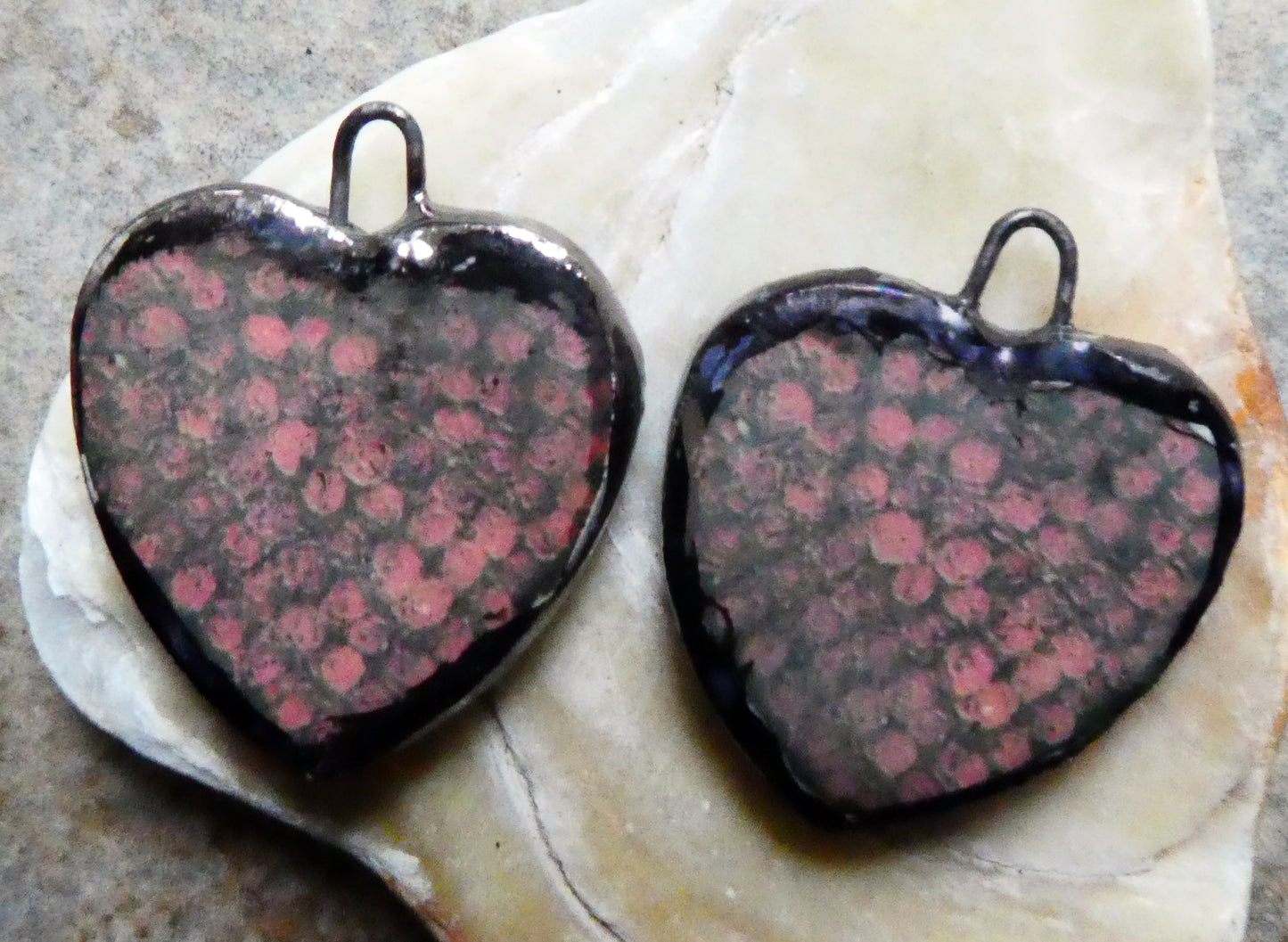 Ceramic Rosy Heart Earring Charms #9