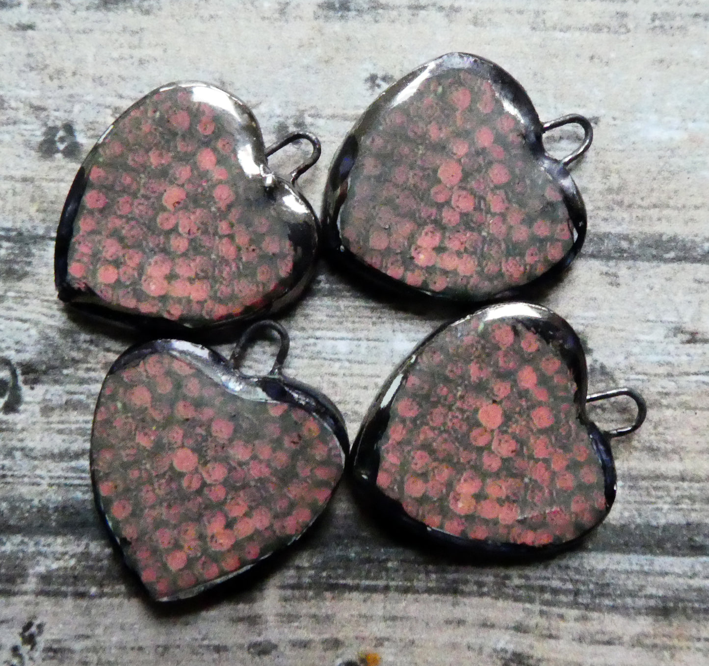 Ceramic Rosy Heart Earring Charms #9