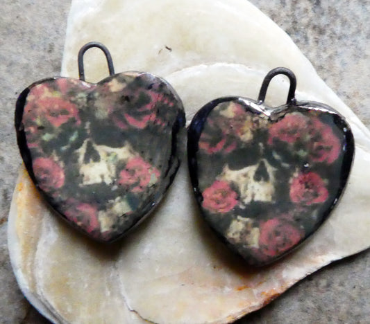 Ceramic Rosy Heart Earring Charms #10