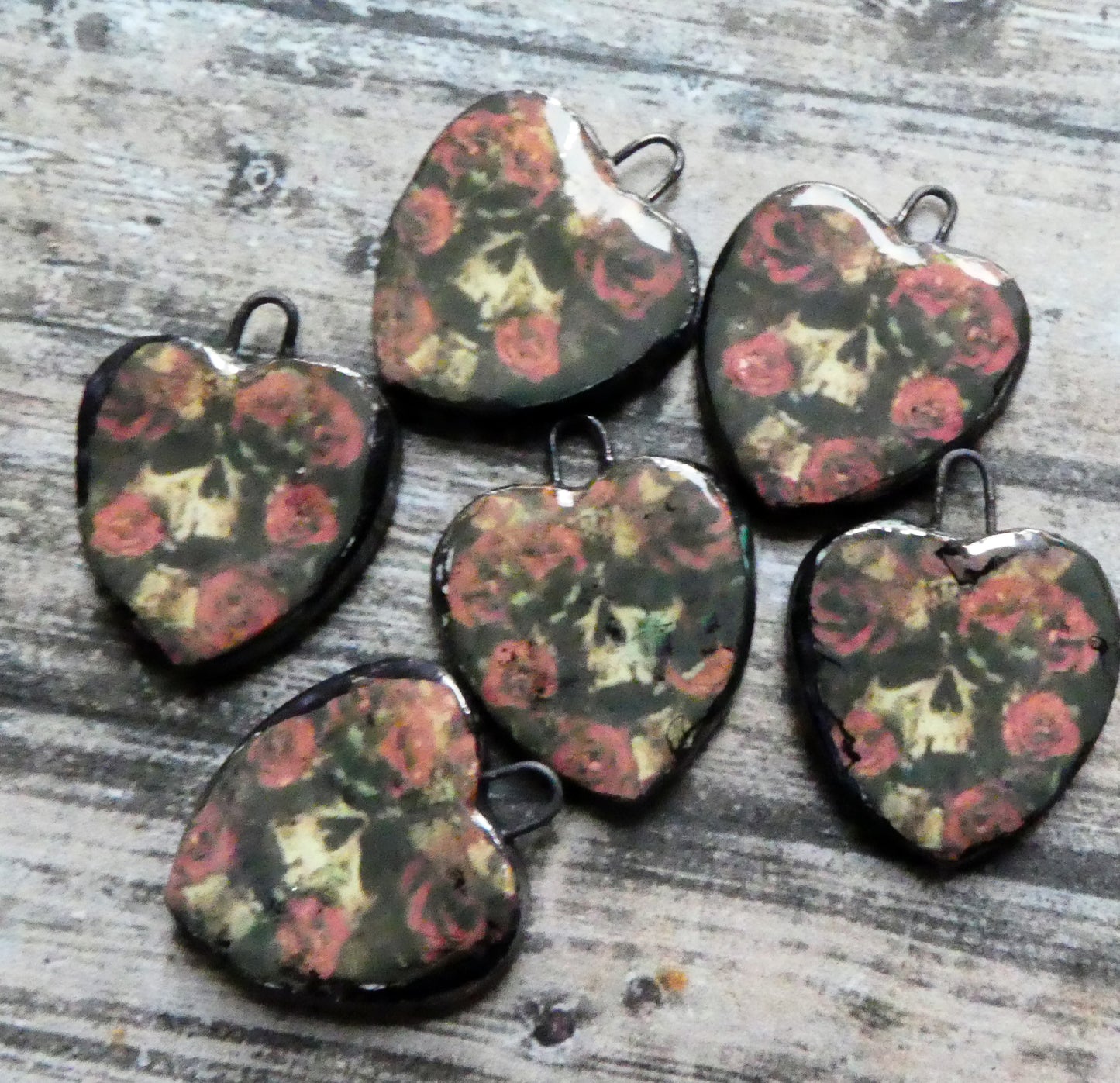 Ceramic Rosy Heart Earring Charms #10