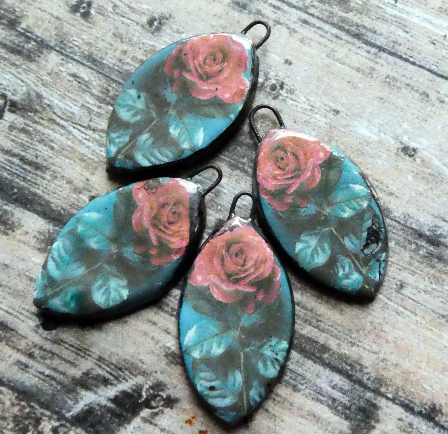 Ceramic Rose Decal Earring Charms #8