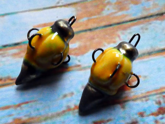 Ceramic Hoopy Pointy Earring Connectors - Yellow