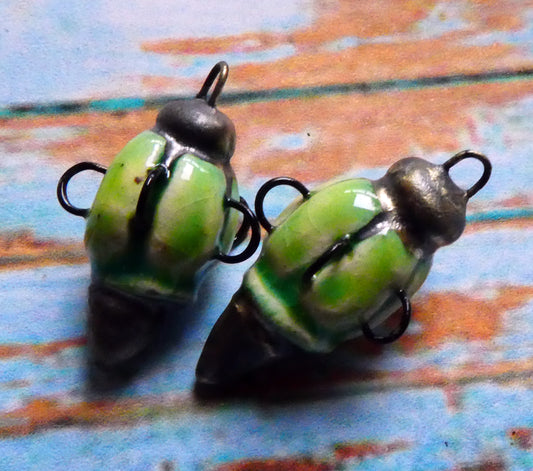 Ceramic Hoopy Pointy Earring Connectors - Lime