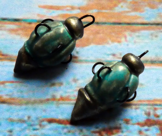 Ceramic Hoopy Pointy Earring Connectors -Antique Turquoise